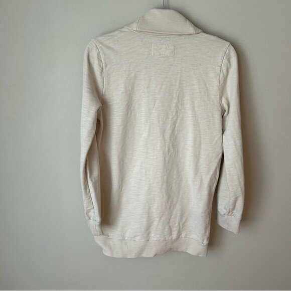 J.Crew Rumpled French Terry Cream Ivory Button Front Collar Cardigan Size Medium - Picture 5 of 6